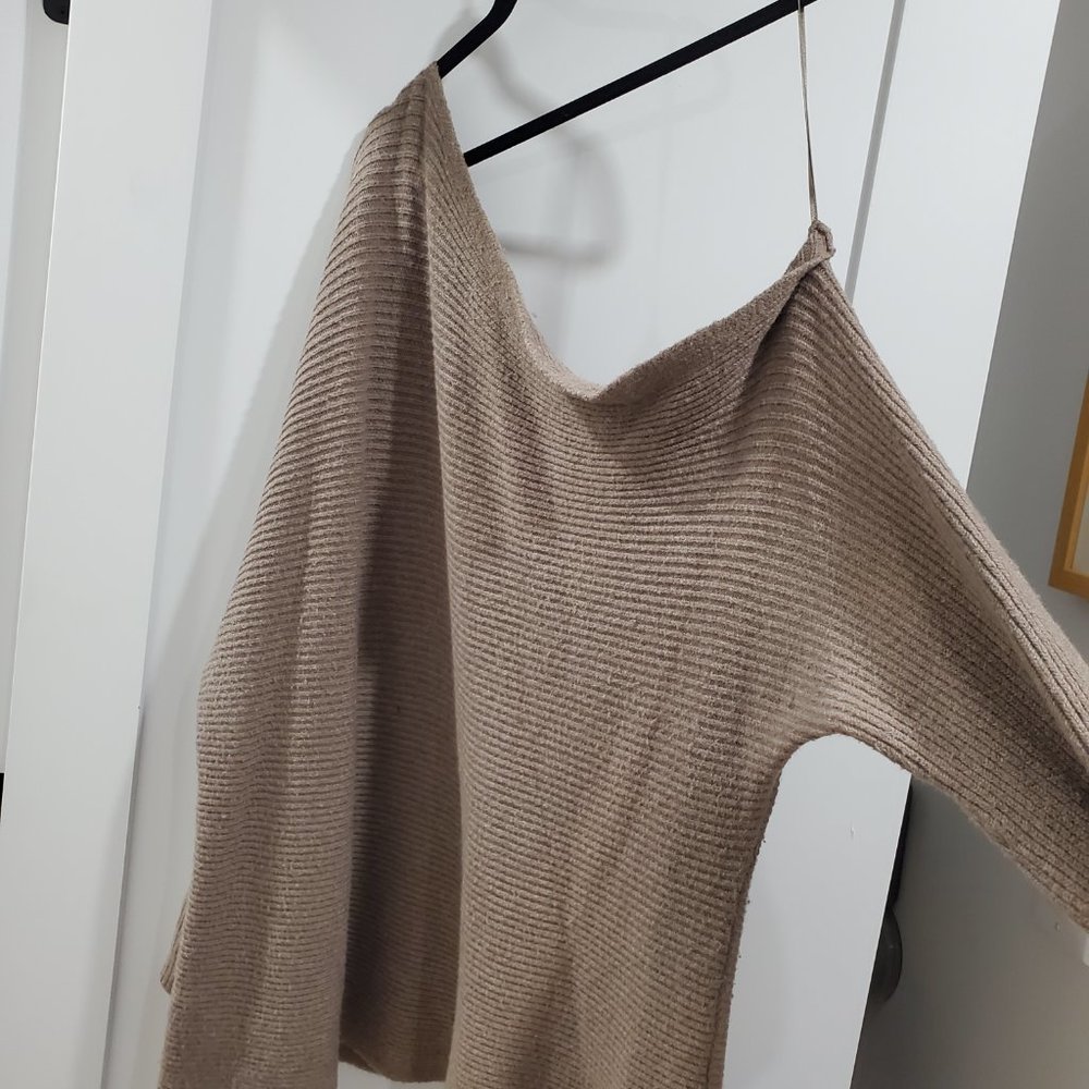 Treasure & Bond Rib Boat Neck Sweater, Color: Brown, Size: 2X off-th-shoulder - Picture 4 of 6